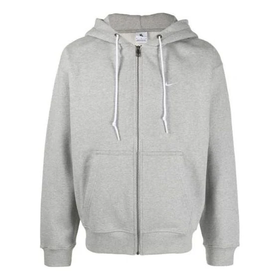 Nike Solo Swoosh Full-Zip Hoodie 'Grey Heather & White'